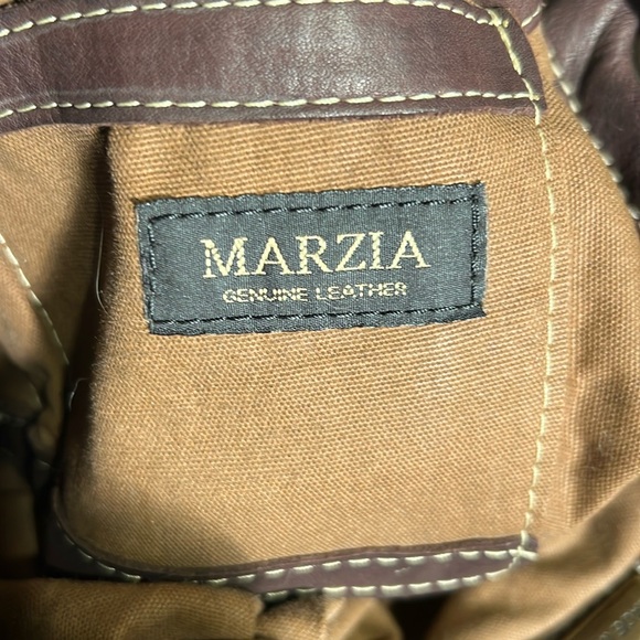 MARZIA, made in Italy, genuine lleather, chocolate brown, gold studs, backpack main image 6
